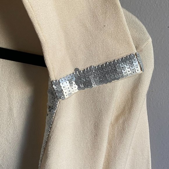International Concepts Petite Womens SIlk Sequin Trim Cardigan Shrug-Cream-NWF - Picture 4 of 7